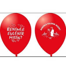 Balon Benimle Evlenirmisin Baskılı 20-50-100 adet