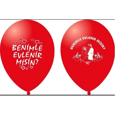 Balon Benimle Evlenirmisin Baskılı 20-50-100 adet