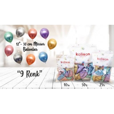 Toptan Kalisan Krom Koli Bazlı Balon 50'li Paket 12inç